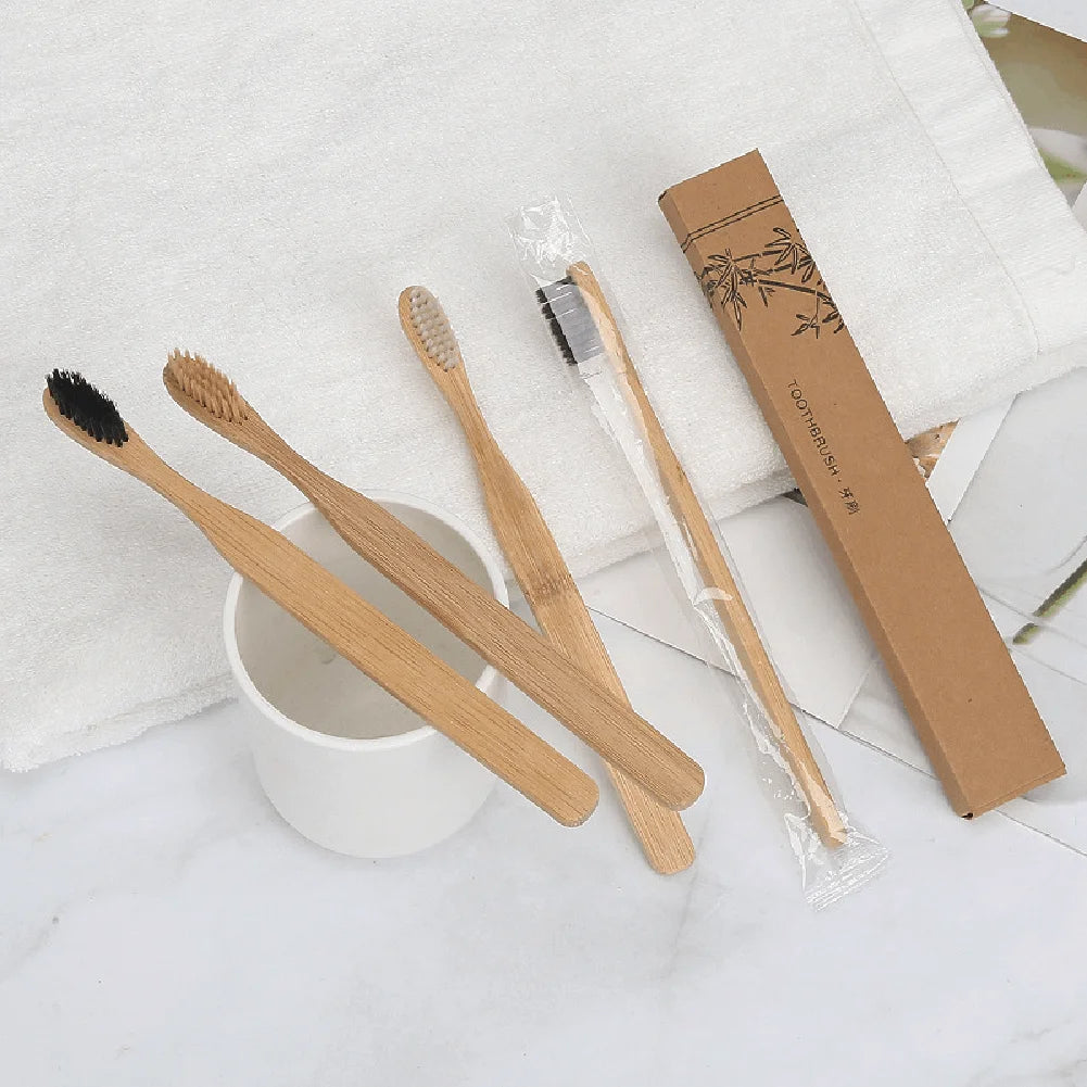 Natural Bamboo Toothbrush – Soft Charcoal Bristles | 1 or 50 Pack Bamboo Toothbrush Set Zpaxo