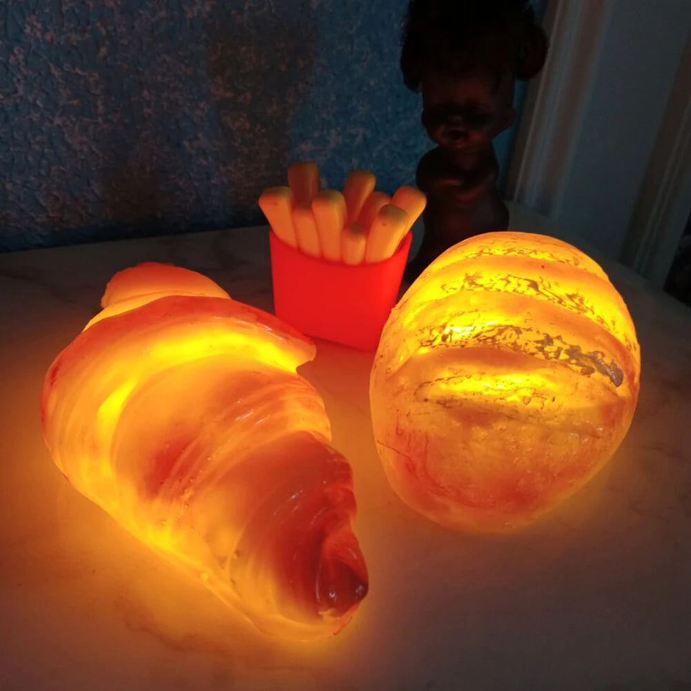 Indoor Night Lights Ornament Bread Shaped Button Control Simulation