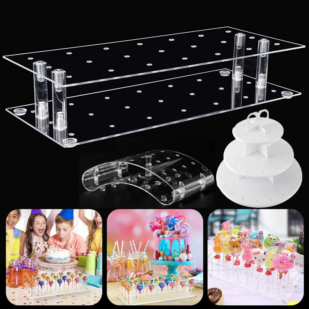 Cake Lollipop Holder Display Stand 42/20/21Holes Acrylic Holder Clear Durable Candy Holder for Wedding Party Candy Dessert Bar Zpaxo