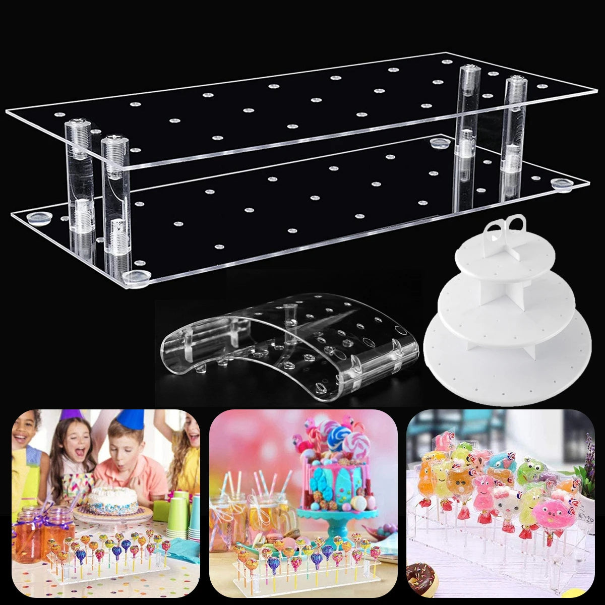 Cake Lollipop Holder Display Stand 42/20/21Holes Acrylic Holder Clear Durable Candy Holder for Wedding Party Candy Dessert Bar Zpaxo