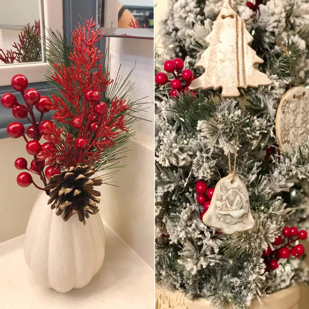 Artificial Berry Christmas Bouquet Realistic Red Branches Xmas Tree