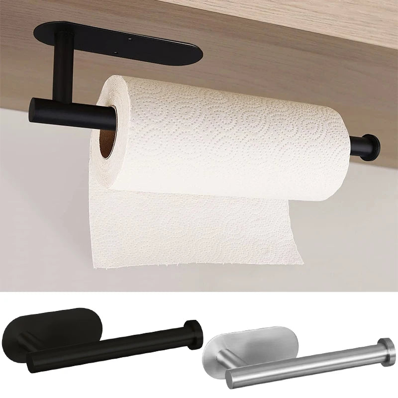 Stainless Steel Paper Towel Holder Hanging Roll Rack Toilet Plastic
