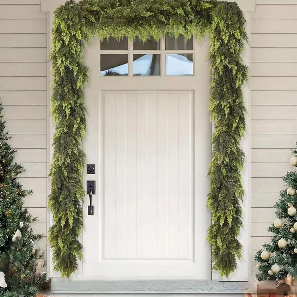 Realistic Christmas Garland Green Pine Wreath Lifelike Artificial