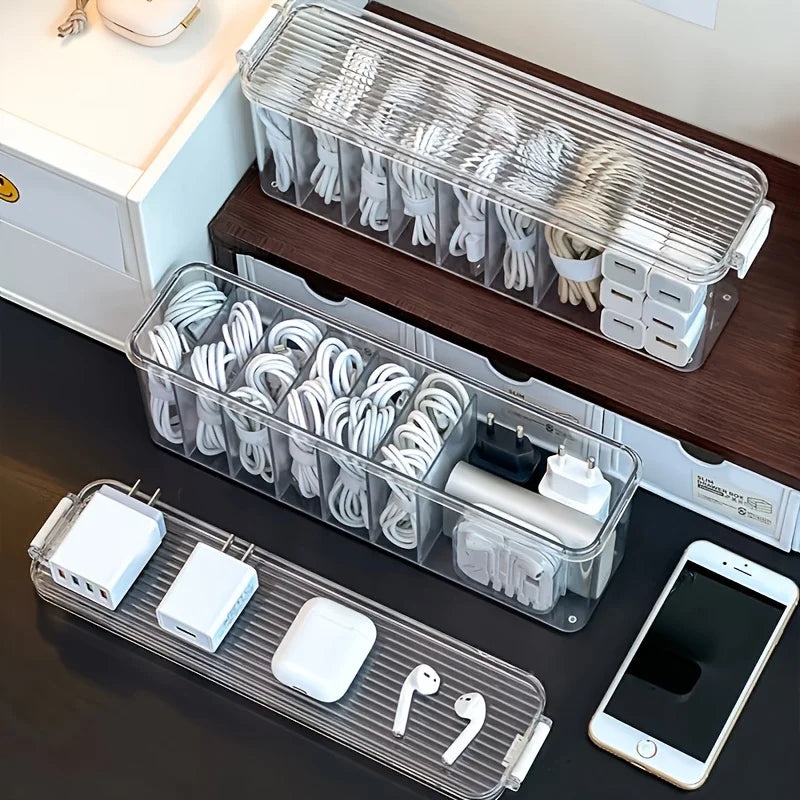 Desktop Cable Organizer Box Large Capacity Data Storage Dustproof