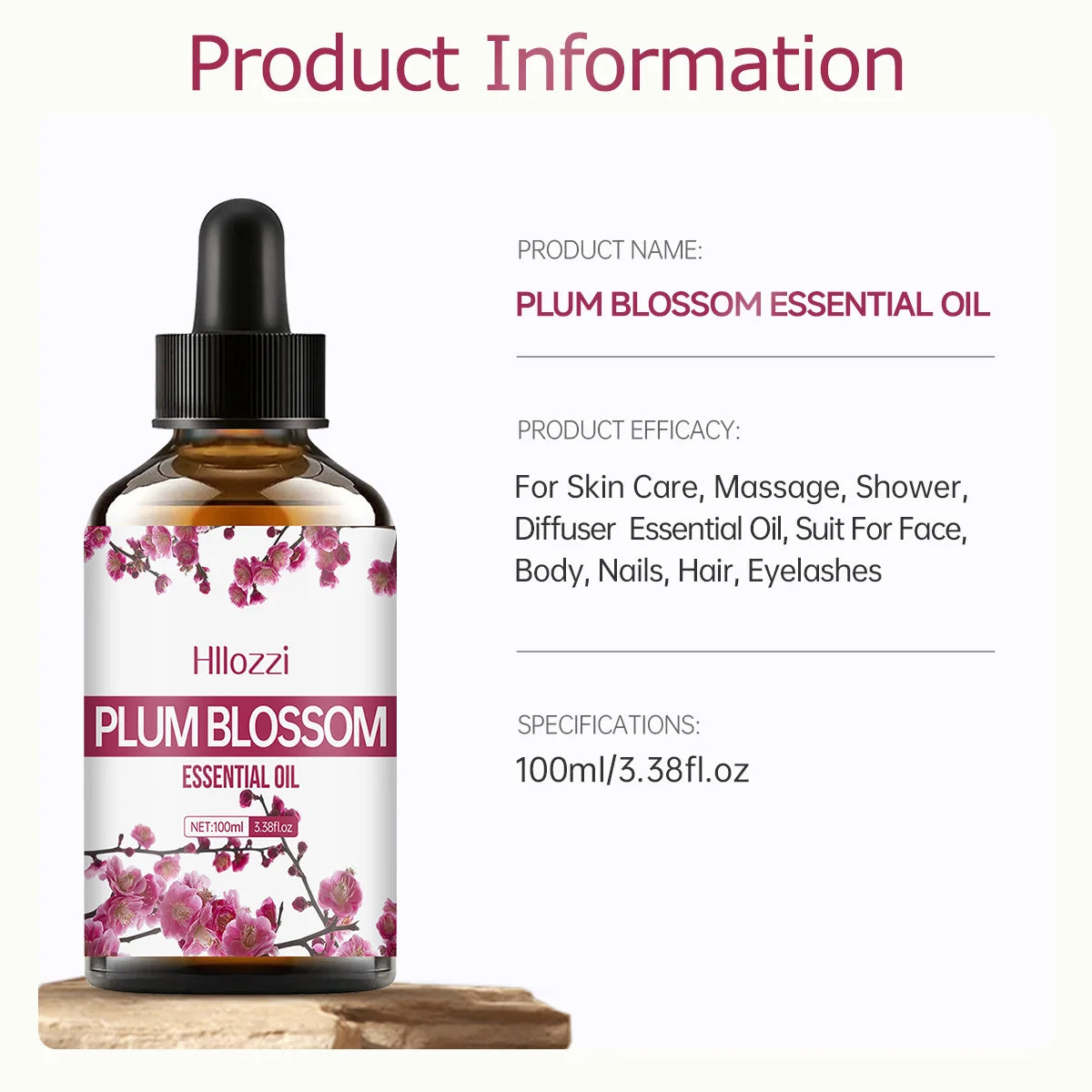 PLUM BLOSSOM ESSENTIAL OIL high-quality moisturizing nourishing massage oil with a refreshing scent, suitable for all skin types Zpaxo