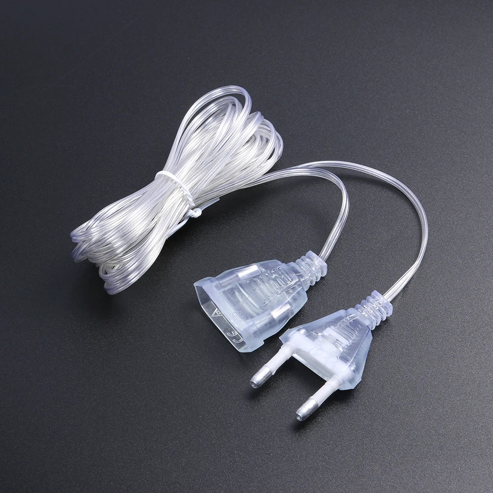 Power Extension Cord 3M EU US Plug LED Holiday Light String Standard Zpaxo