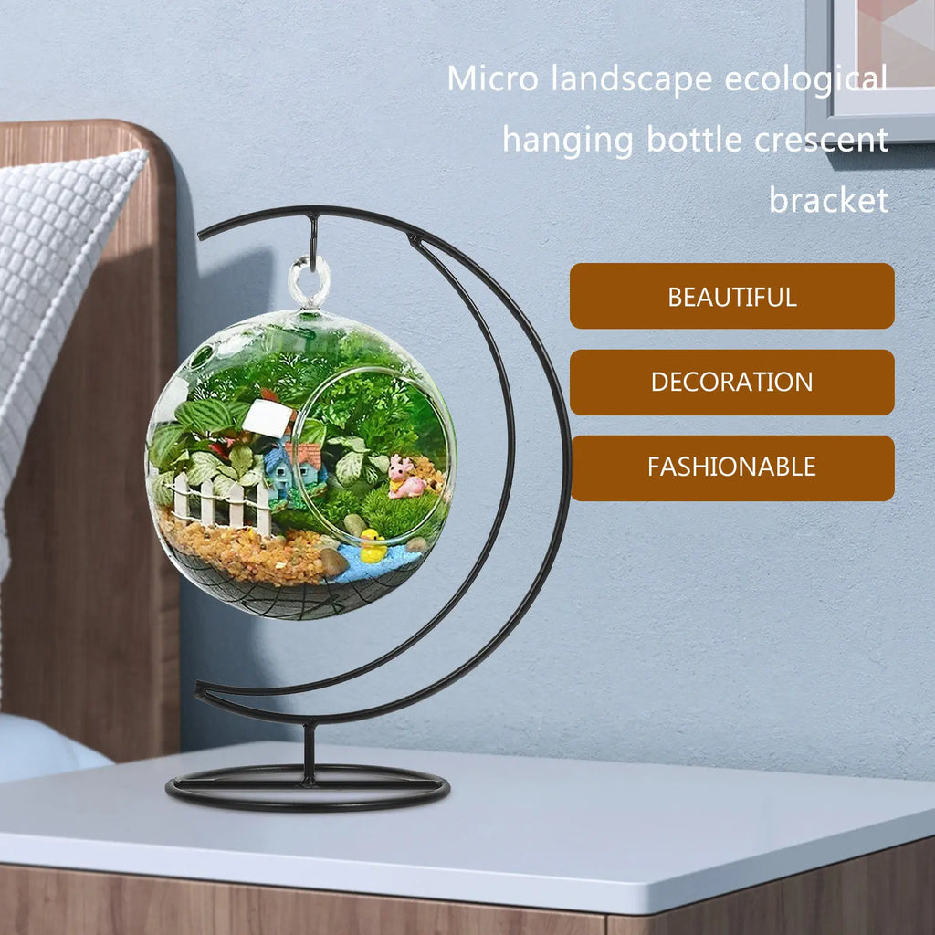 Graceful Hanging Iron Lantern Globe Ornament Stand Terrariums Air