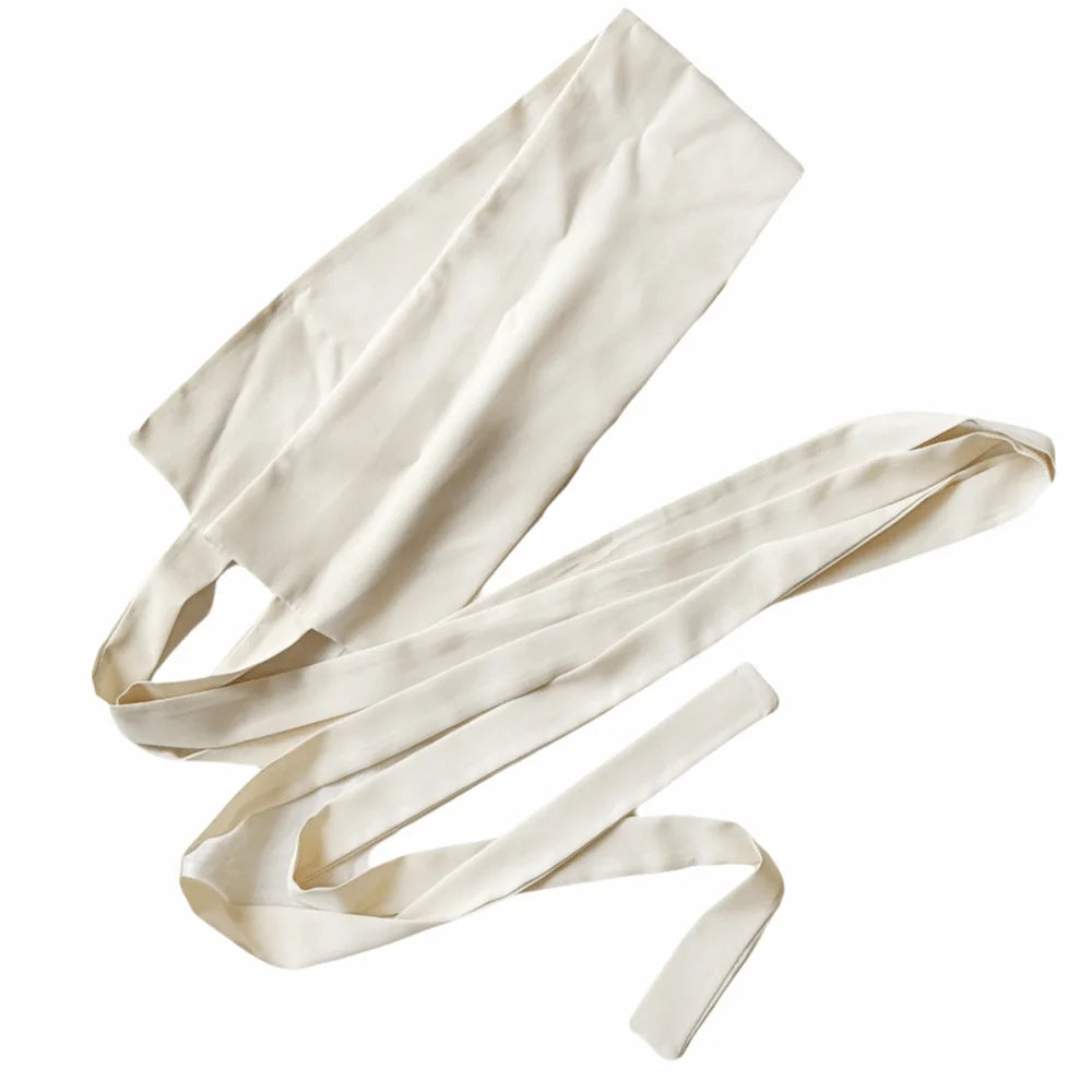 Chiffon Fabric Hanfu Waist Belt Cotton Linen Satin Silk Lace Up Waist Belt Solid Color Bowknot Decoration Silk Waist Rope Zpaxo Champagne