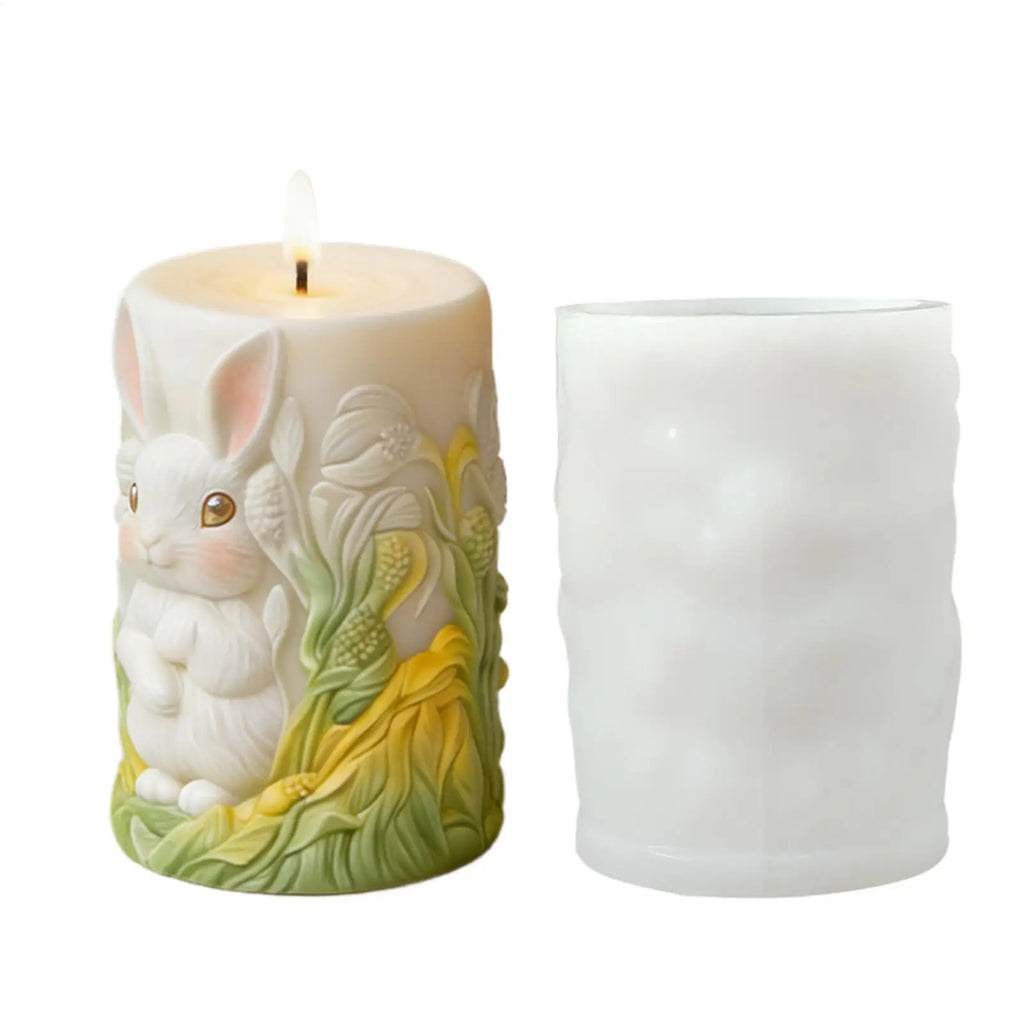 Easter Bunny Candle Mold Silicone Relief Cylinder Mould Soap Making