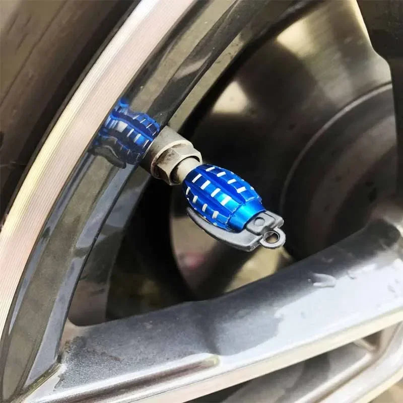 Grenade Aluminum Tire Valve Stem Caps 4-Pack – Car, Bike & Truck