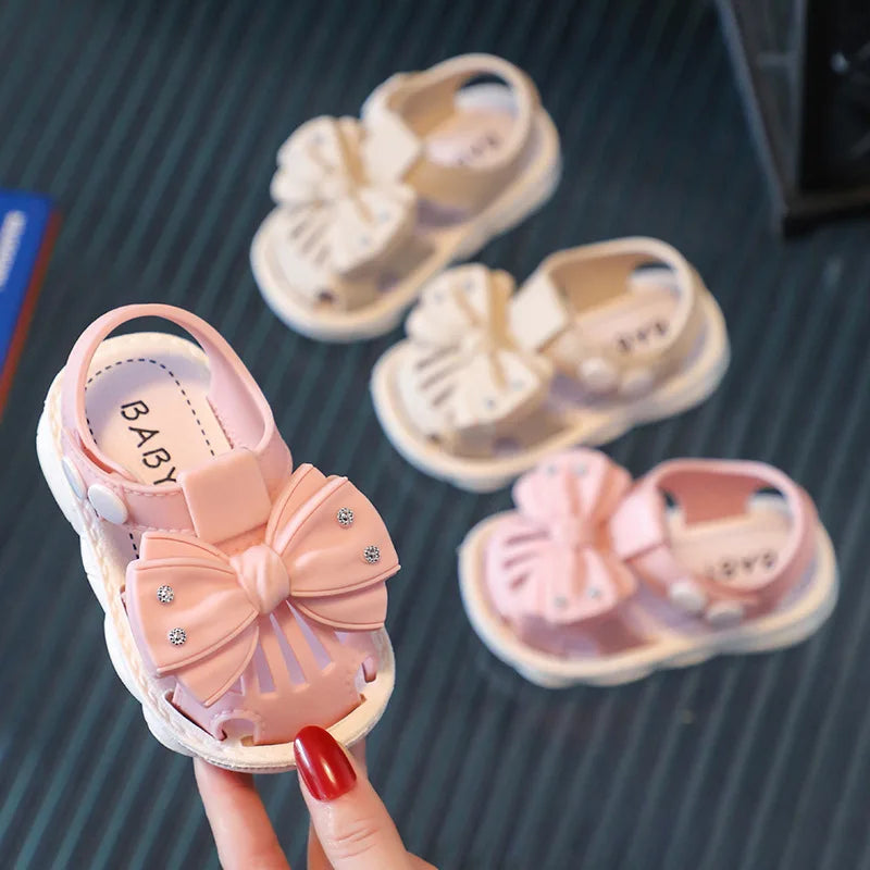 Solid Bow Children's Summer Shoes Cute PVC Beach Non Slip Sandals Zpaxo