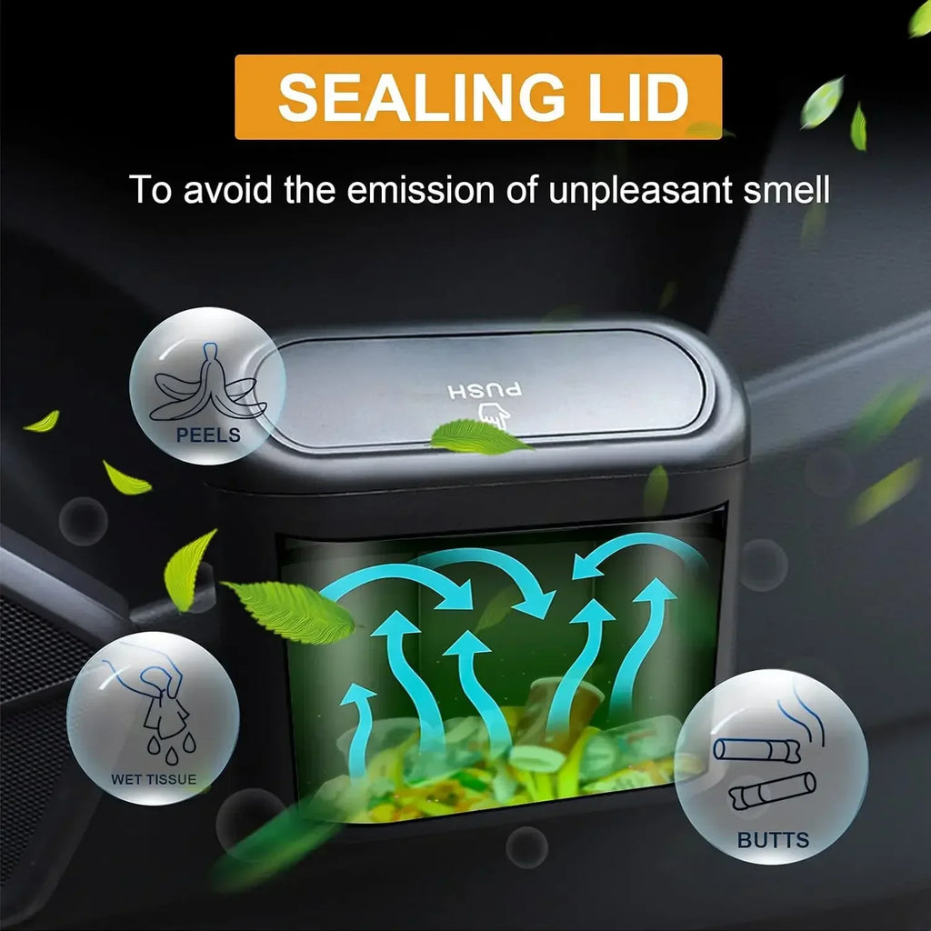 Car Trash Can with Lid – Hanging Dustbin & Clip Holder