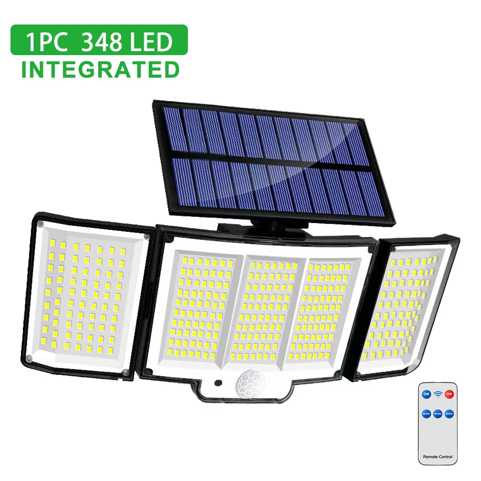 Solar Outdoor Motion Sensor Lights 348/328 LED Security Flood Wall Lamp Remote Control 270° IP65 Waterproof Outdoor Lighting Zpaxo 348LED-Integrated 1PCS