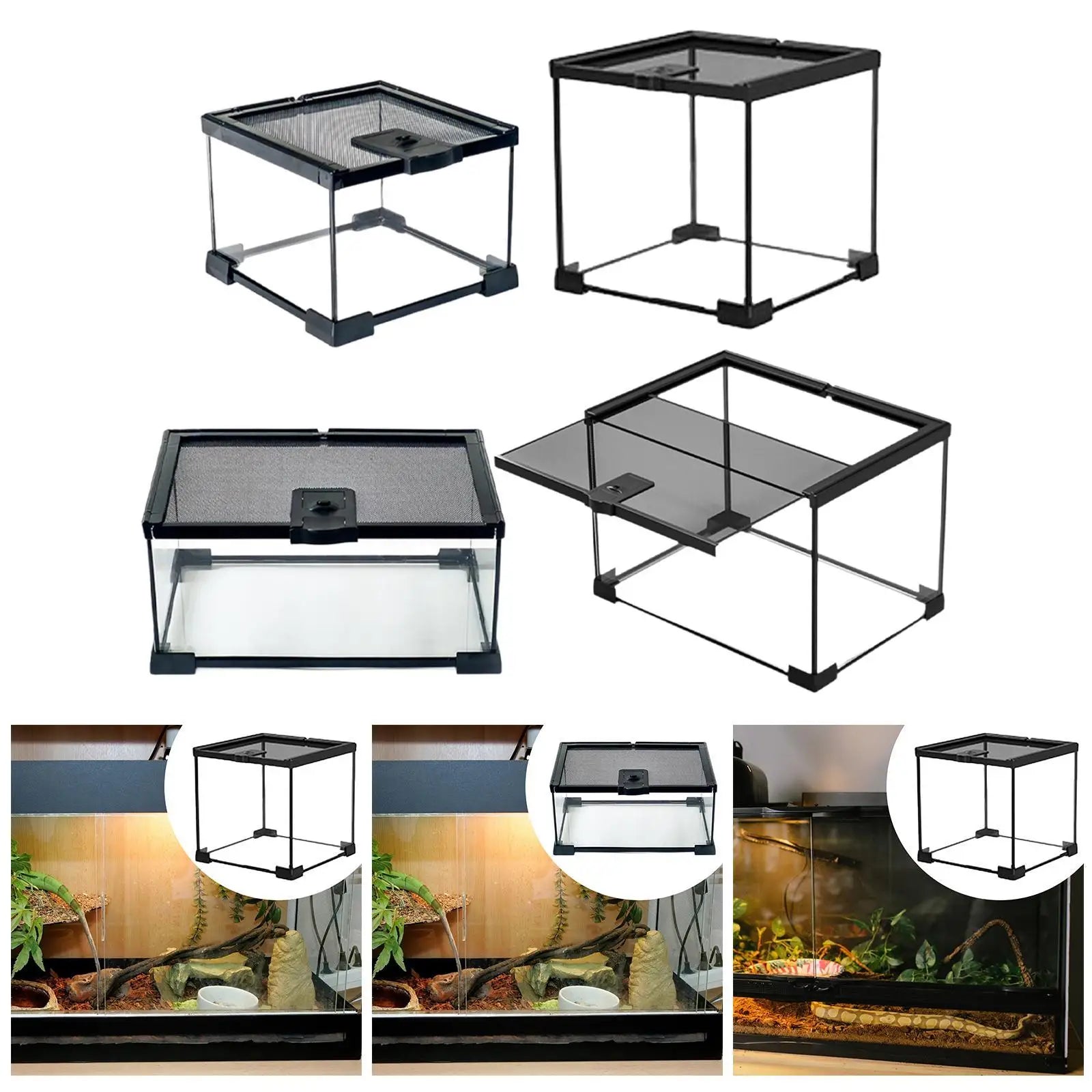 Reptile Enclosure Terrarium Transparent Sturdy Habitat Cage Breeding Zpaxo