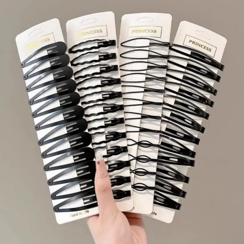 10 Matte Black Geometric Hair Pins Star Wave Square Shape Clips Daily Zpaxo