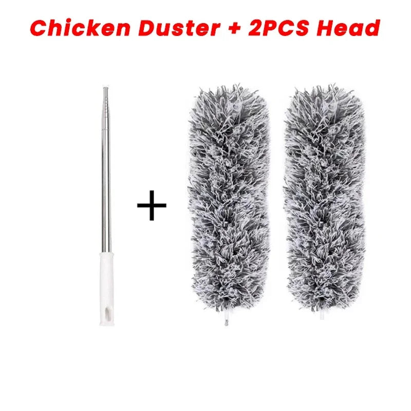 Retractable Microfiber Gap Dust Cleaner Extension Pole Reusable Zpaxo Duster with 2Heads