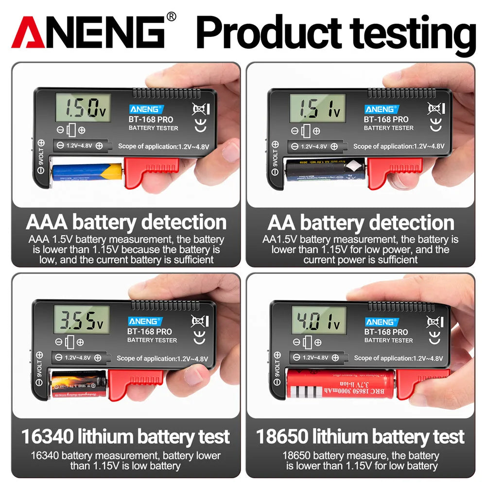 ANENG BT-168 Capacity Check AAA AA Button Cell Display Digital