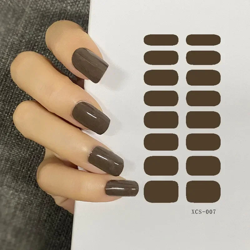53 Colors Nail Polish Stickers Pure Strips Waterproof Adhesive Full