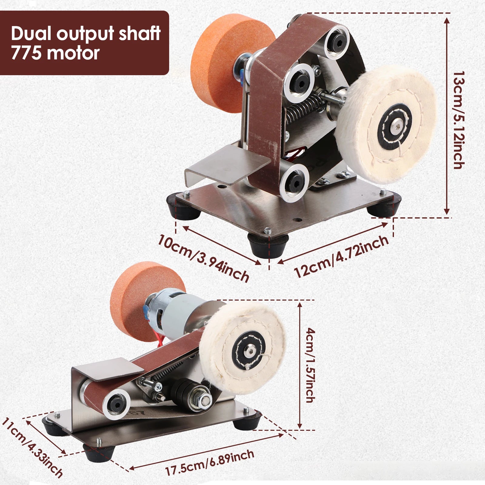 Electric Belt Sander Stainless Steel Mini Belt Grinder Adjustable US Standard 15 Degree Bench Grinder For Wood /Knife Polishing Zpaxo