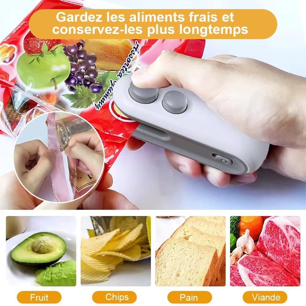 Mini Bag Sealer USB Rechargeable 1 Heat Cutter Portable Food Resealer