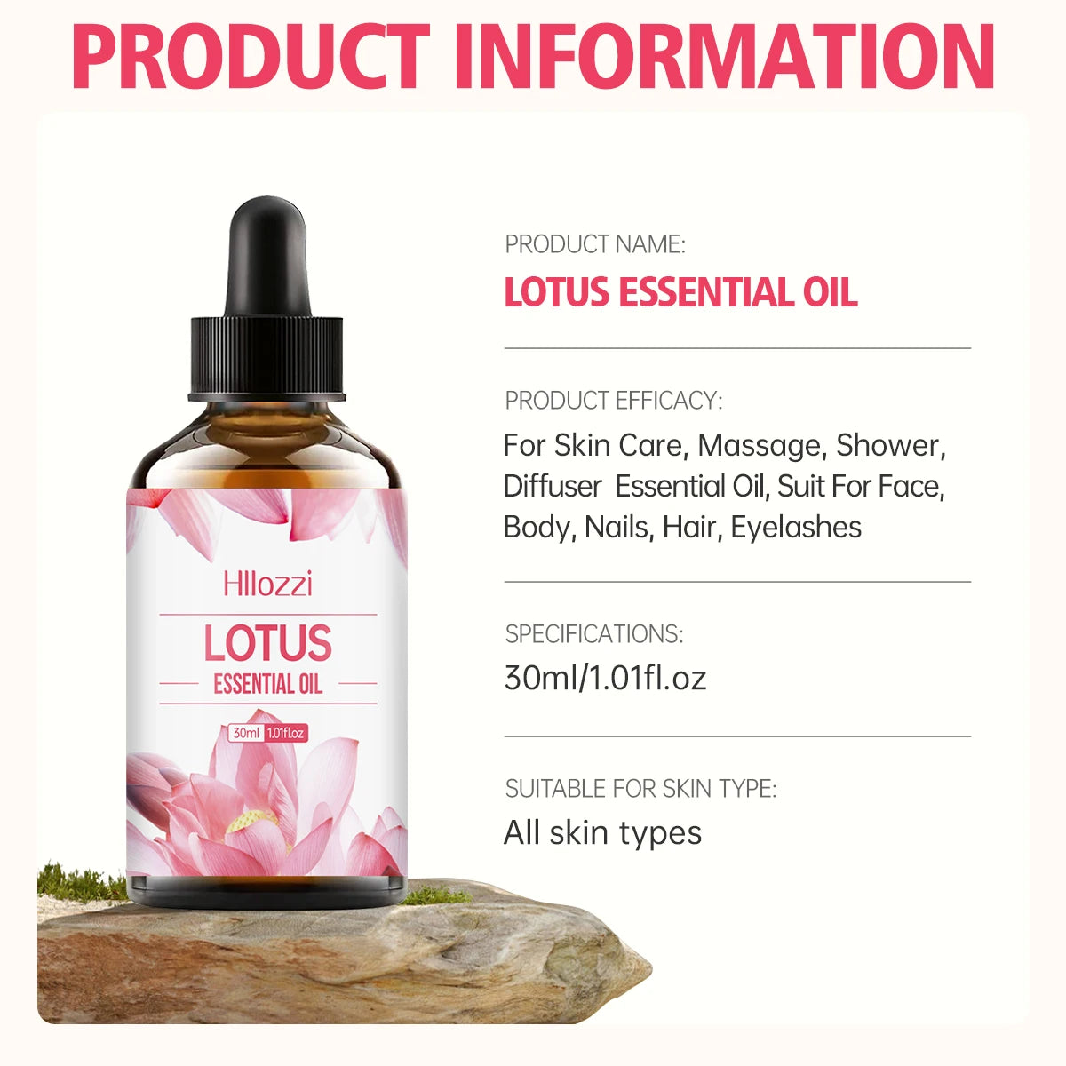 Lotus essential oil Moisturizing and nourishing deep repair oil for face, body, nails, hair and eyelashes Suitable for all skin Zpaxo