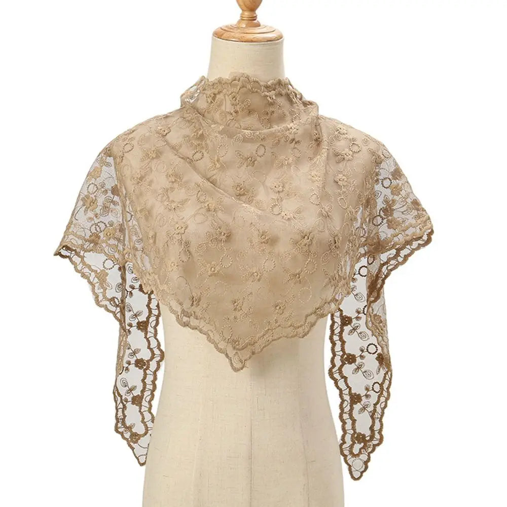 Casual Lace Flower Hair Scarf Headband Vintage Thin Bandanas for Women Chic Style Cute Triangle Head Scarf Pastoral Zpaxo