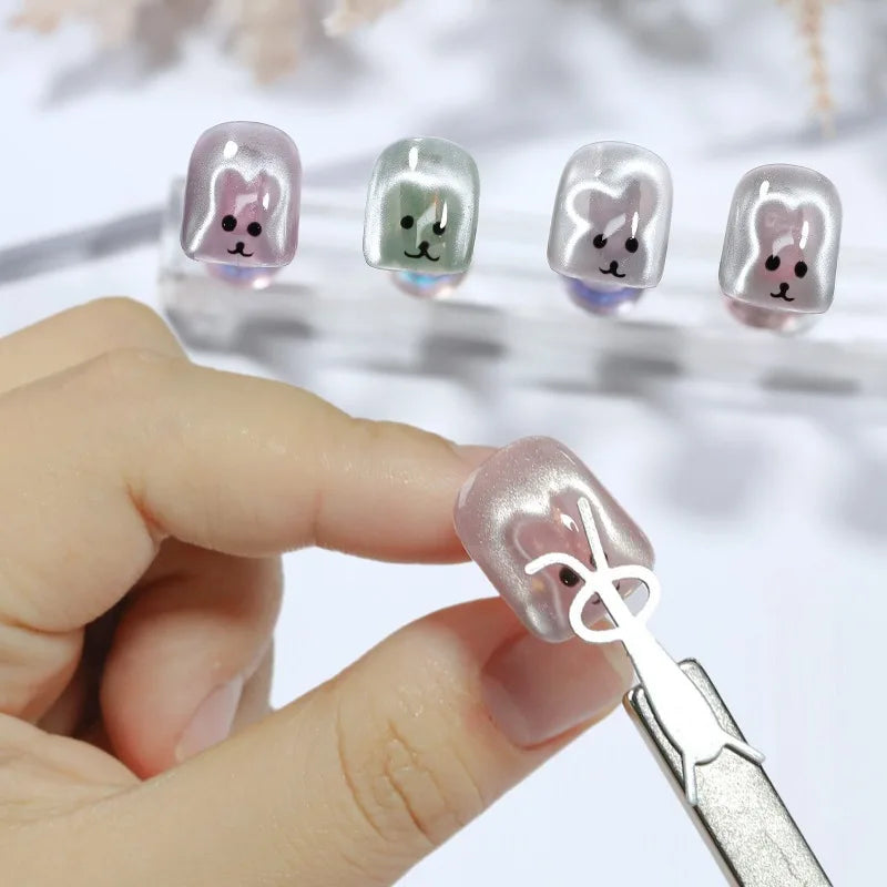 Rabbit Shaped Cat Eye Magnet Flexible Iron Wire Creating Heart Effect