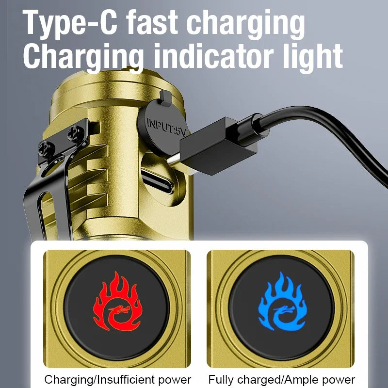 Type-C Rechargeable Waterproof Mini LED Flashlight – 3 LED