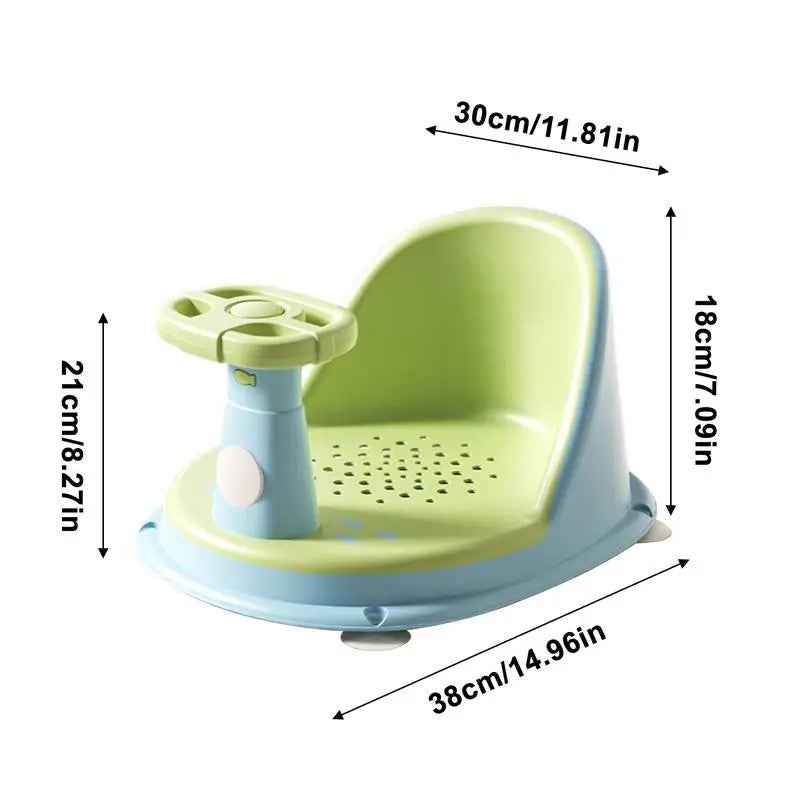 Baby Bath Seat Baby Bath Chair With Steering Wheel Bathing Support Portable Comfortable Washing Device For Girls Home Travel Zpaxo