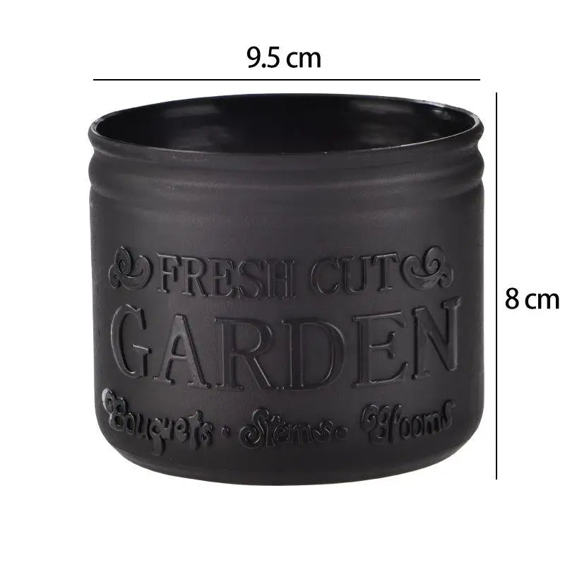 Round Planters Succulents Plant Pot Flower Pot Office Desktop Balcony Home Garden Decoration Outdoor Potted Zpaxo Black
