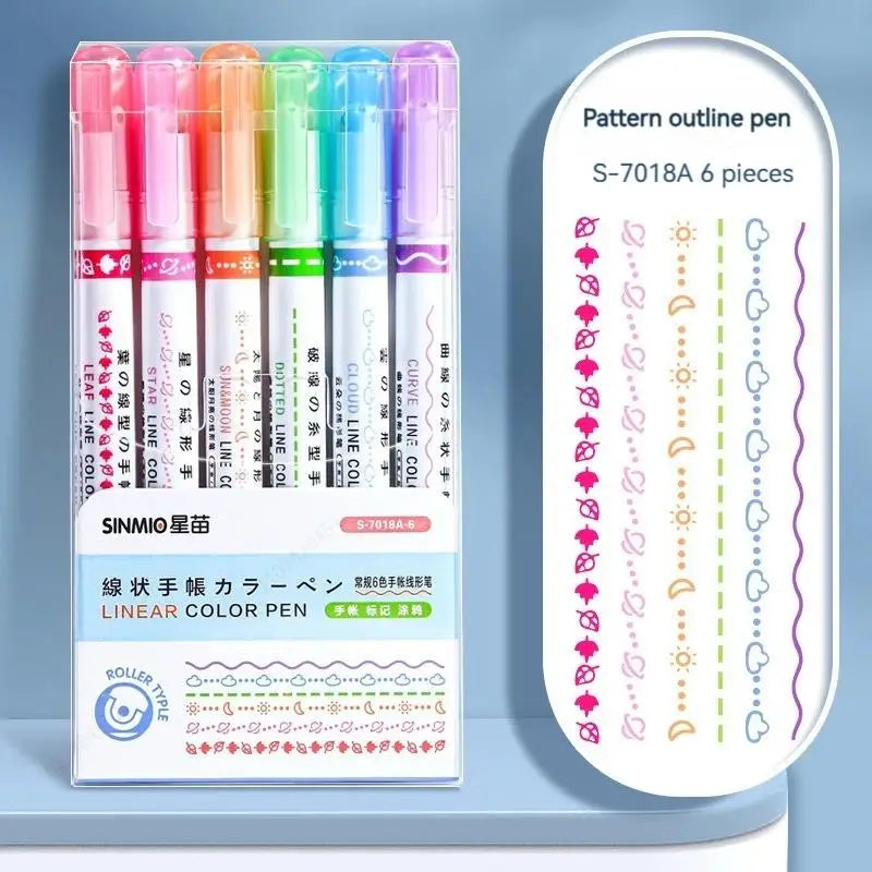 Flower Line Shape Highlighter Pen Journaling Drawing School Design Zpaxo 7018A
