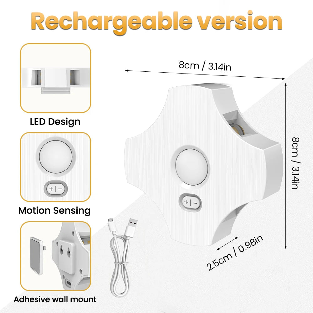 LED USB Rechargeable Wall Lamp Up Down Light PIR Motion Sensor Step Light Indoor Night Lamp for House Decor Exterior Patio Porch Zpaxo 153 Wall Light