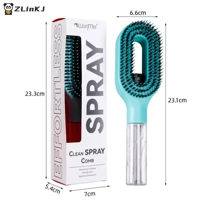 ▶1Pcs Refillable Liquid Water Spray Paddle Comb Anti Static Spray Hair Brush Soft Bristle Hair Styling Massage Comb For Home Zpaxo