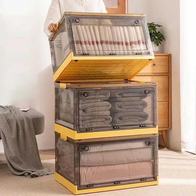 1pc Foldable Storage Trunk Open Storage Box Transparent Storage Box Home Wardrobe Clothes Organizer Large Capacity Clear Plastic Zpaxo