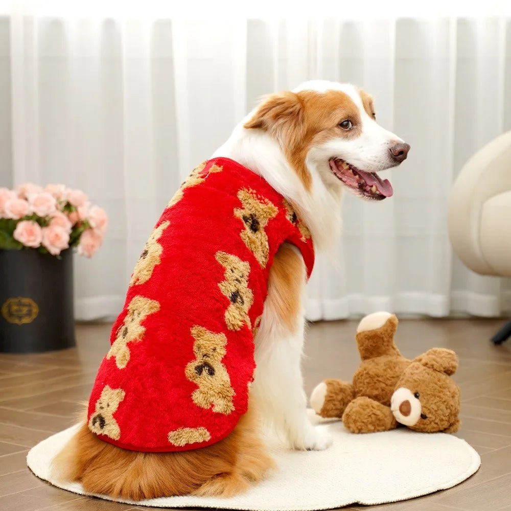 Winter Fleece Dog Vest – Bear Pattern | Sizes 3XL–9XL Dog Winter Vest Zpaxo