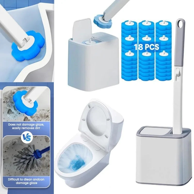 Disposable Toilet Brush Wall Mounted Toilet Brush with Extended Handle Cleaning Set Replacement Head Wc Accessories Zpaxo