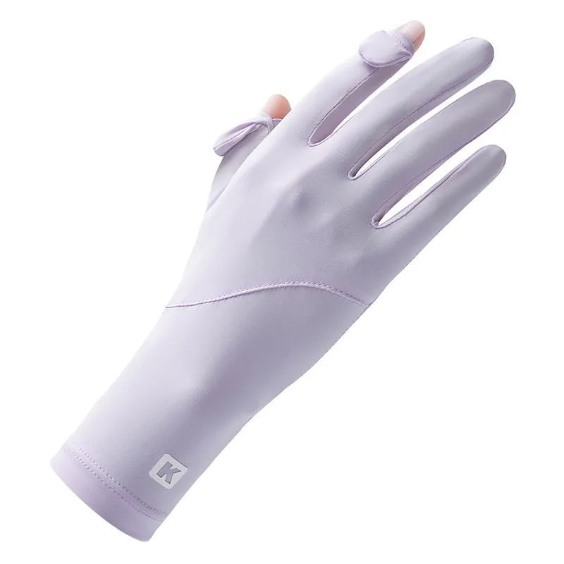 Summer women's UV resistant short outdoor windproof anti slip breathable driving and cycling gloves with sun protection gloves Zpaxo