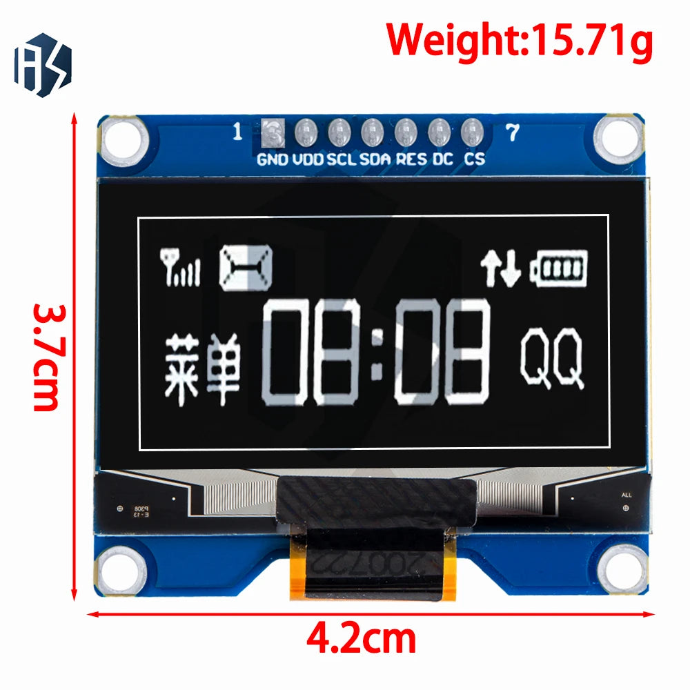 1 54-Inch SSD1309 SSD1306-Compatible OLED Module 7PIN 128 64 SPI Zpaxo