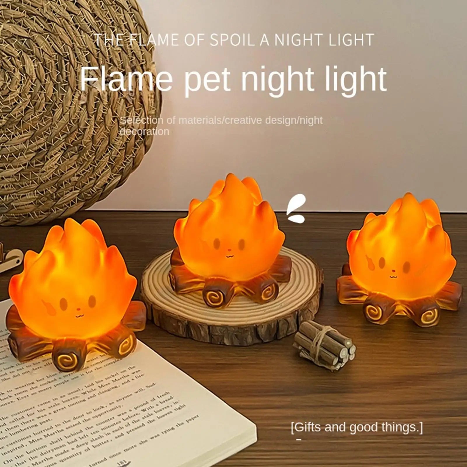 Campfire Night Light Tabletop Lighting Nursery Flame Lights Kids