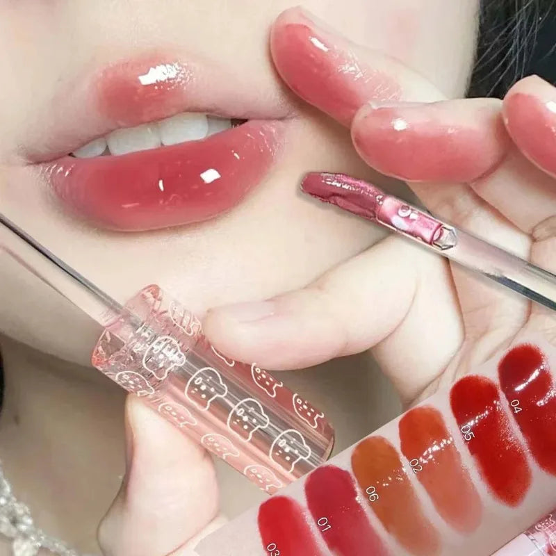 Cherry Red Mirror Water Lip Gloss Waterproof Glaze Transparent Glass