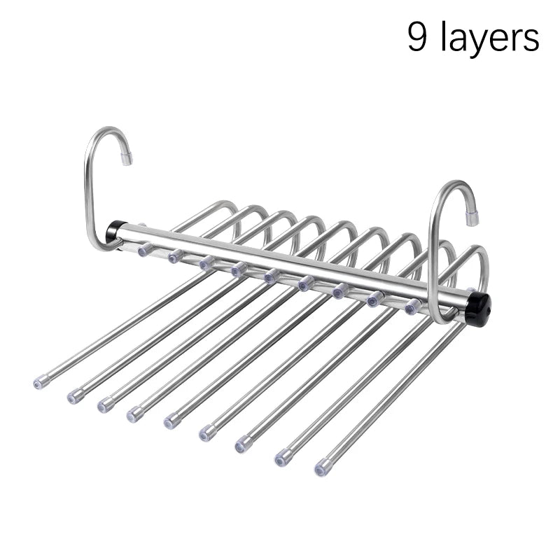 Folding Magic Pants Hangers 5 9layers Stainless Steel Space Saving Zpaxo B