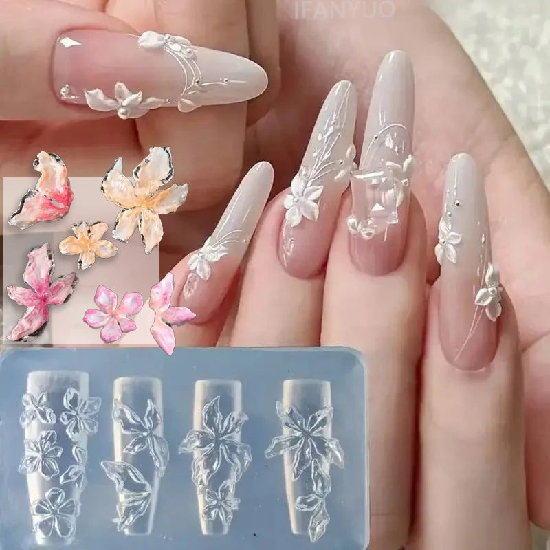 3D Flowers Nail Art Mold Silicone DIY Tropical Floral Tulip Bunch