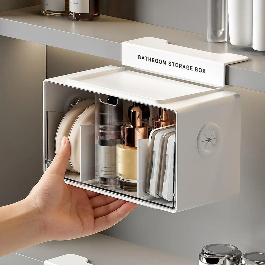 Bathroom Vanity Organizer Clear No-drill Removable Box Small