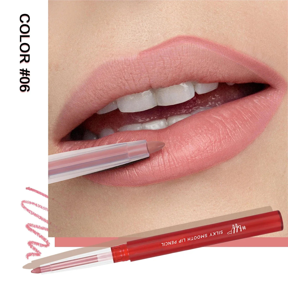 Velvet Lip Liner Crayon Matte Tapered Gradient Lipstick Pen Waterproof Non-Sticky Contouring Lip Makeup Mixed Color System Zpaxo 06