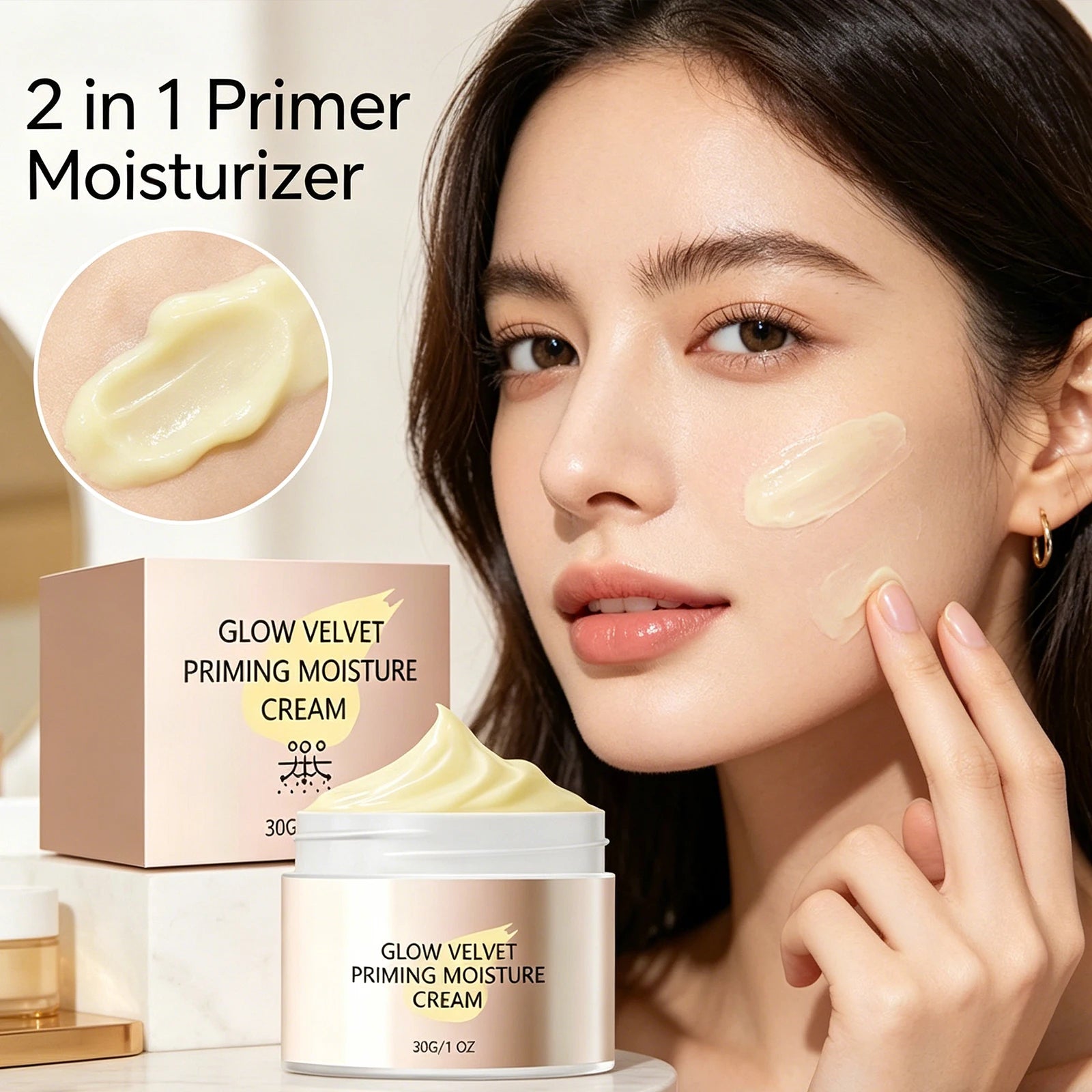 2 in 1 Primer Moisturizer Makeup Primer Deep Hydrating Non Greasy Long Lasting Flawless Base Smoothing Fine Lines 30g Zpaxo