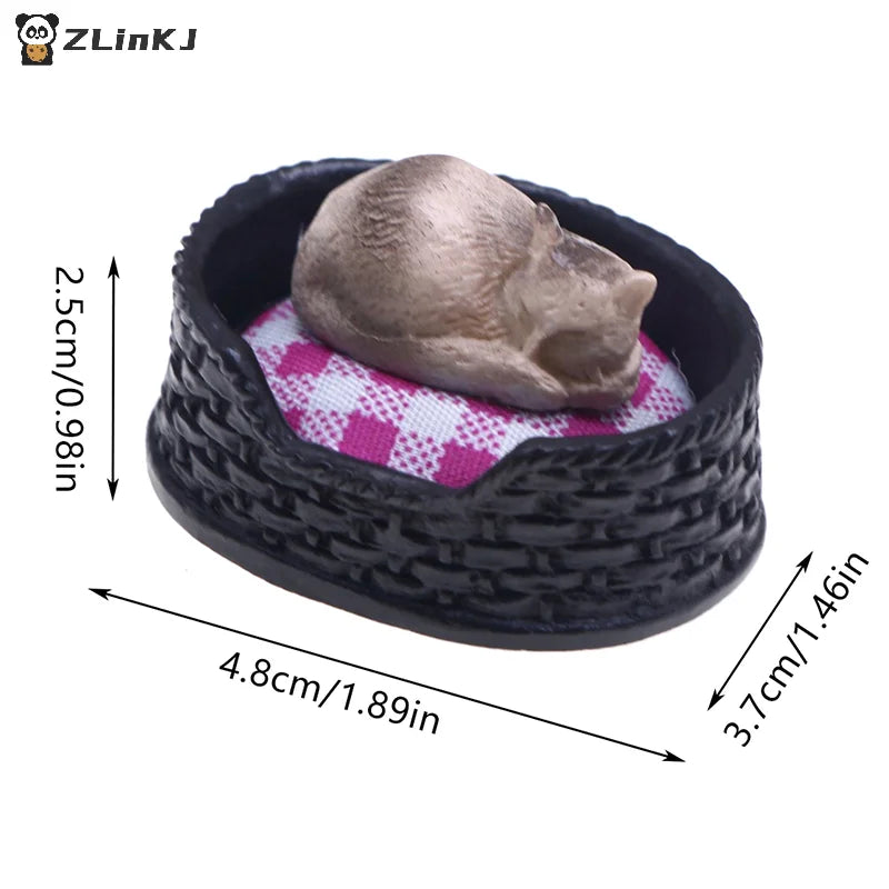 ▶1/12 Dollhouse Simulation Mini Cat Bed Model Dollhouse Living Room Pet Decoration Accessories Micro Scene Construction Props Zpaxo