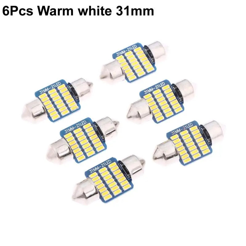 6-Pack C5W Canbus Festoon LED Bulbs 39mm 6500K White 300LM