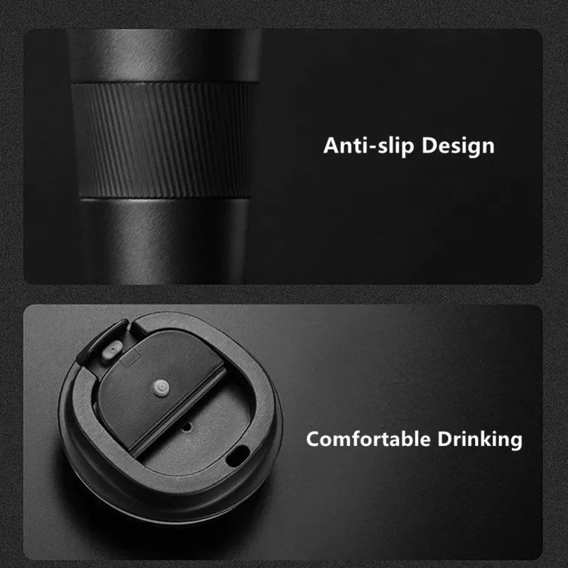 380ml/510ml Double Stainless Steel 304 Coffee Thermos Mug Leak-Proof Non-Slip Car Vacuum Flask Travel Thermal Cup Water Bottle Zpaxo