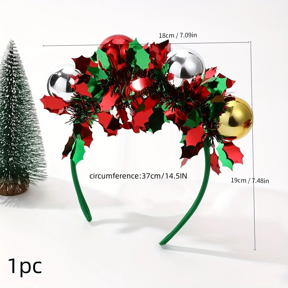 Christmas Headdress Sequin Bead Hair Headband Holiday Season Decor