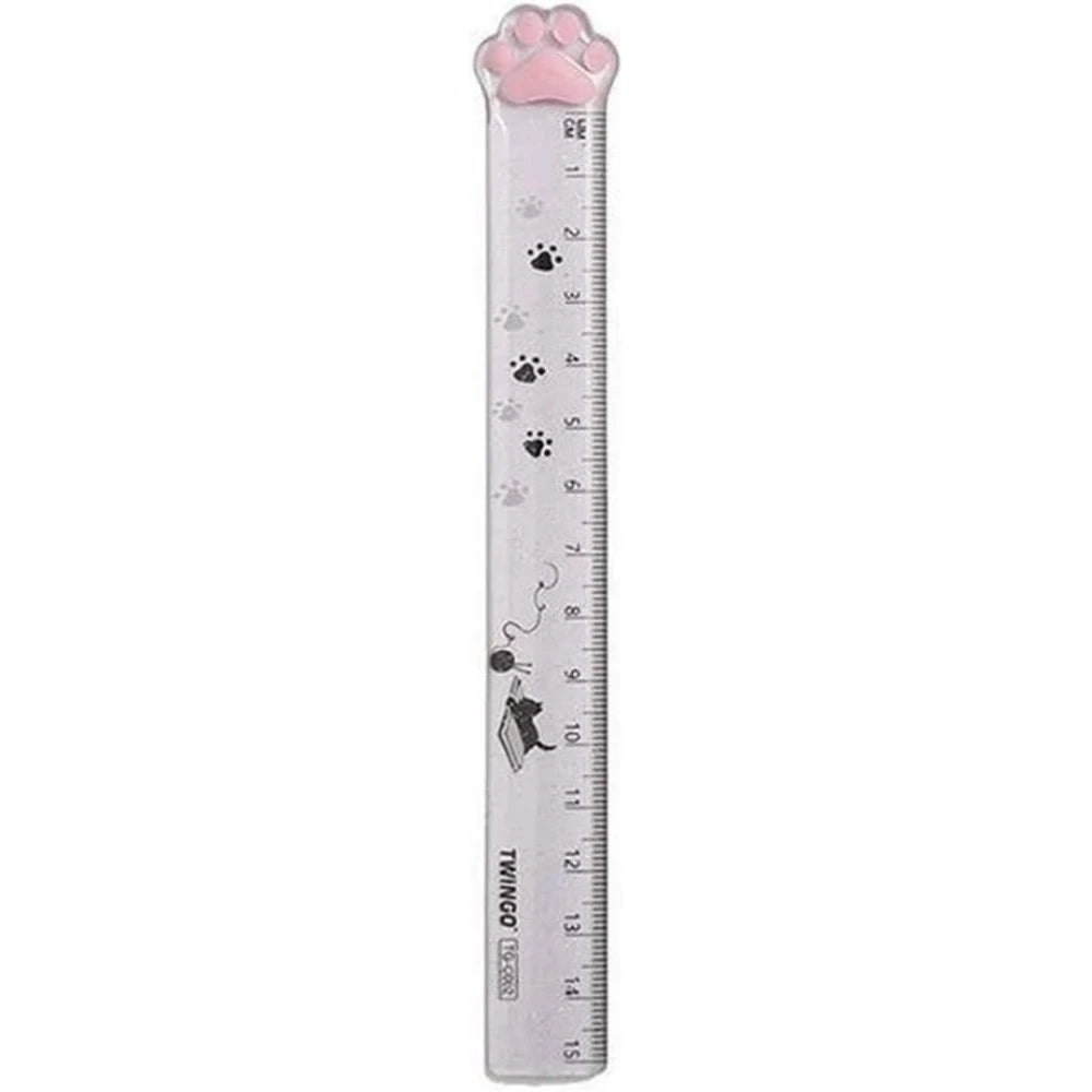 15cm Kawaii Cat Claw Ruler – Cute Cartoon Plastic Straight Edge